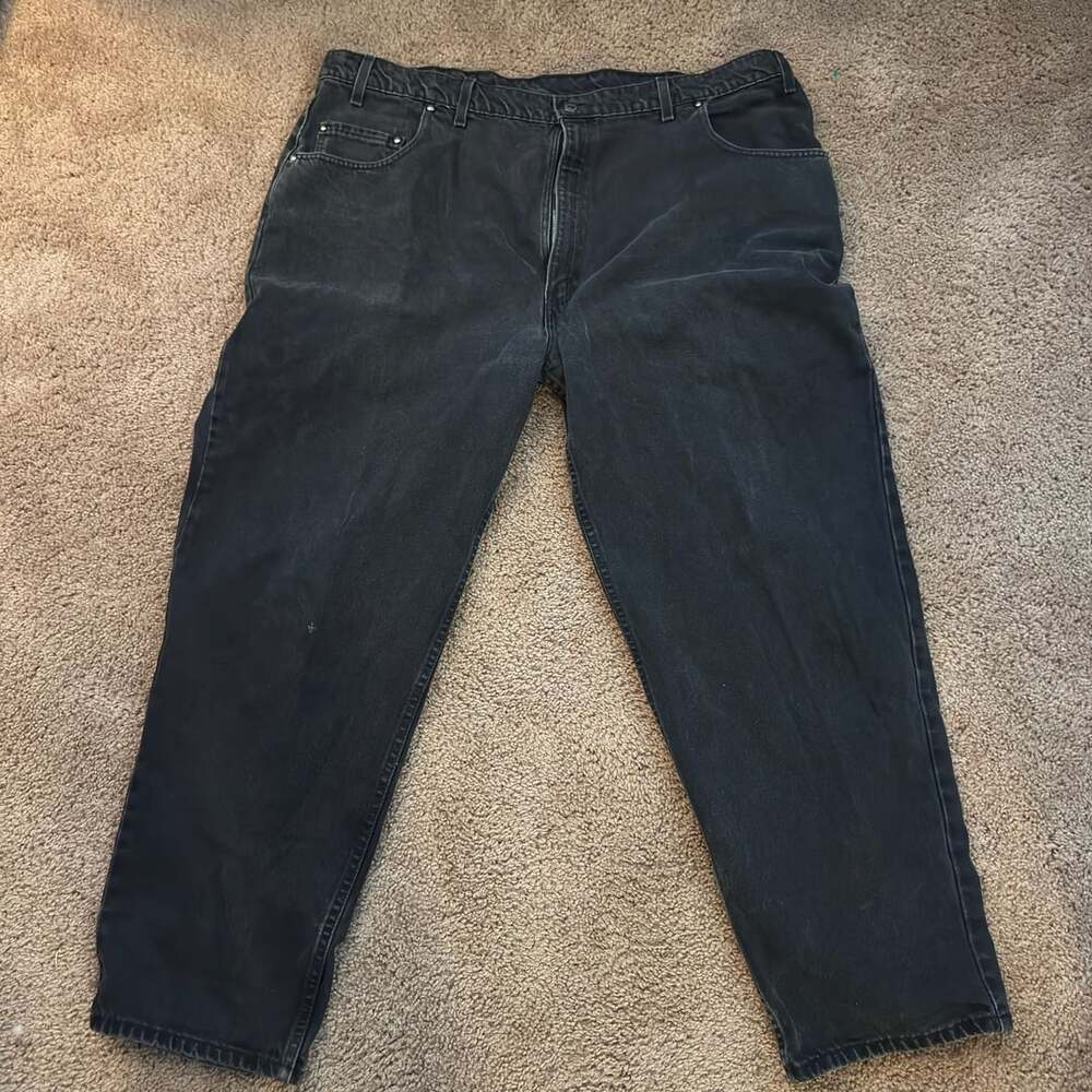 VTG Levi's 545 Loose Fit Jeans Size W46 L30 Black Denim USA Brown Tab